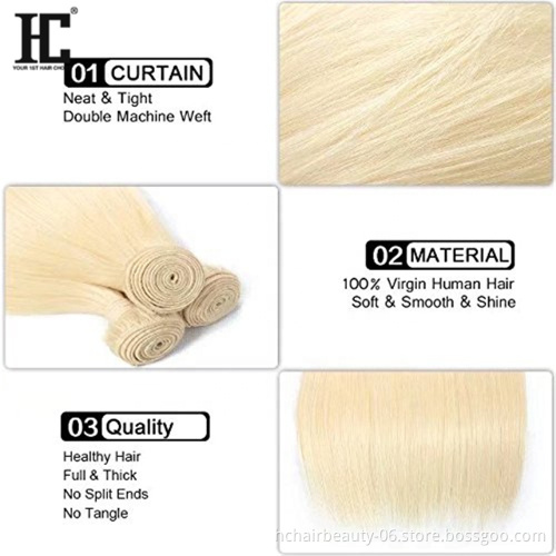 26 28 30 wholesale virgin hair vendors brazilian raw cuticle aligned honey blonde 613 human hair bundles with closure frontal
